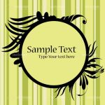 Abstract Round Floral Frame with Sample Text on Striped Background